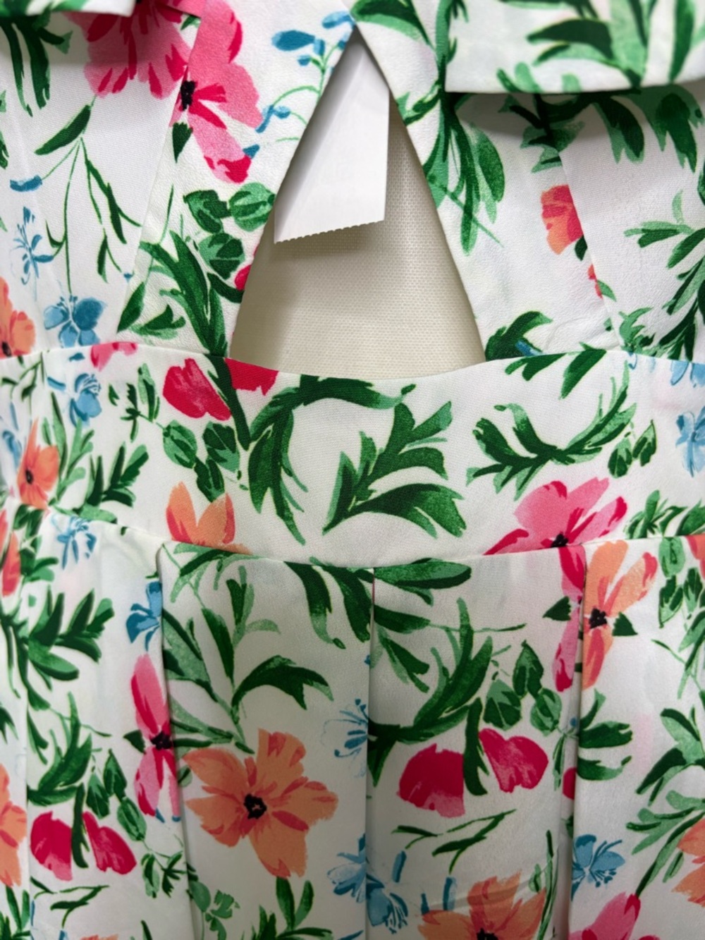 Kensie White Floral Midi Dress with Pink & Green Print - Picture 12 of 14
